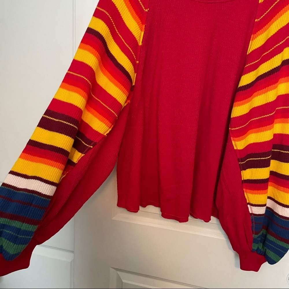 Free People Rainbow Dreams oversized sleeve top stripe - Picture 5 of 11